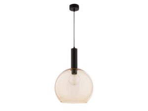 Miniaturka 4 - Czarna lampa wisząca Laf z bursztynowym szklanym kloszem
