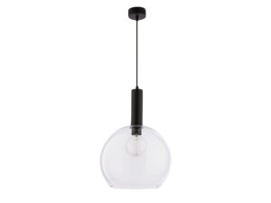 Miniaturka 3 - Czarna lampa wisząca Laf z przezroczystym kulistym szklanym kloszem