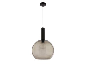 Miniaturka 5 - Czarna lampa wisząca Laf z przydymionym szklanym kloszem