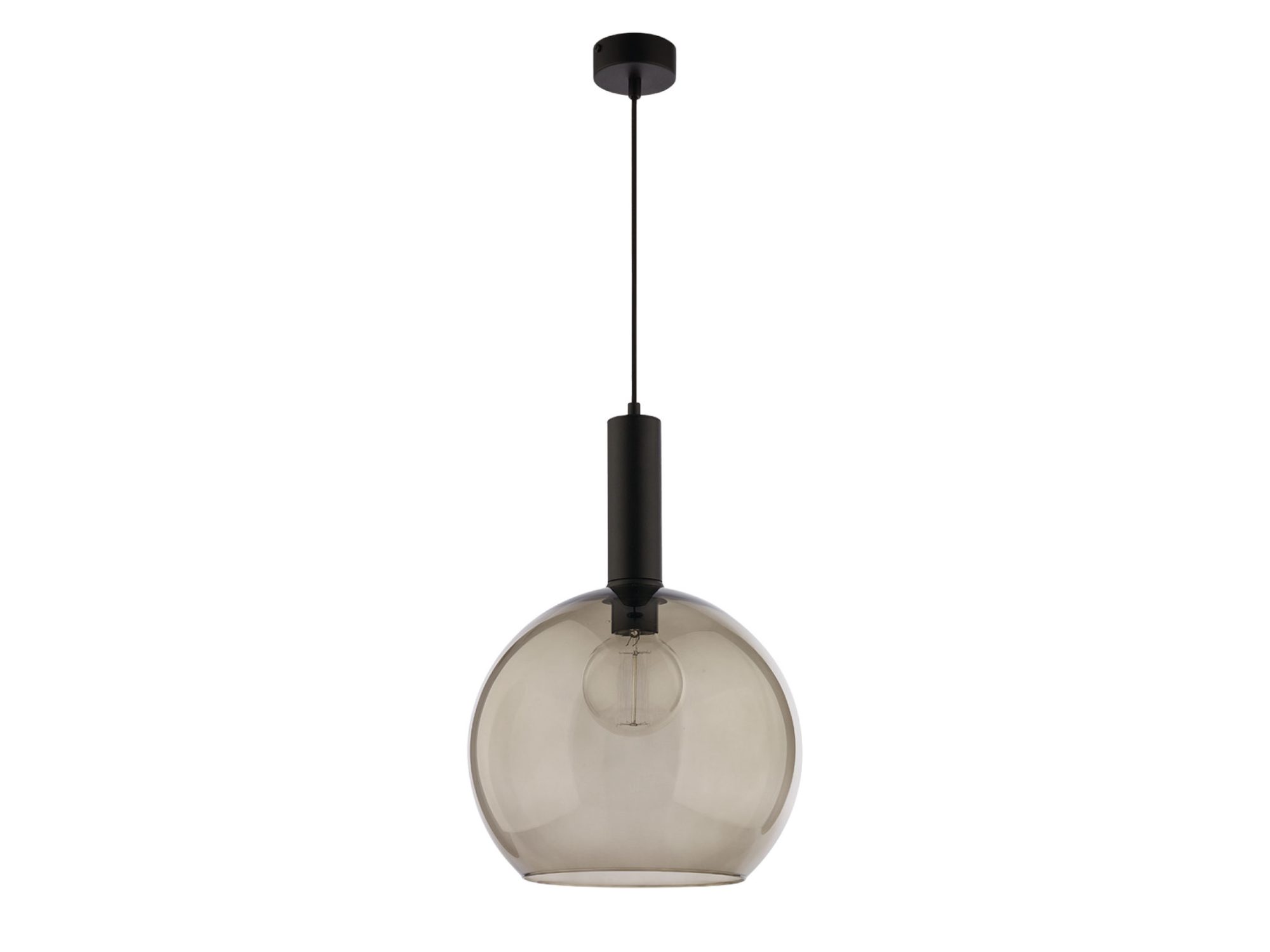 Czarna lampa wisząca Laf z przydymionym szklanym kloszem