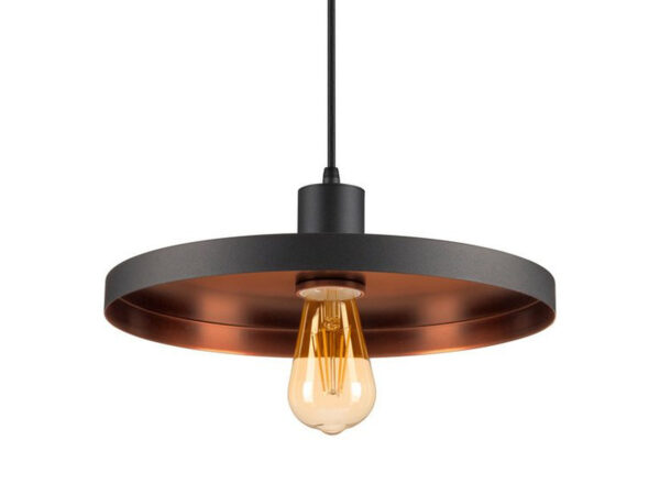 Lampa wisząca Lalu Set Plate 33 czarna z płaskim kloszem, pełnym zawieszeniem, światło wyłączone