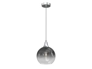 Miniaturka 7 - Srebrna lampa wisząca Laralo z przydymionym szklanym kloszem 20 cm na białym tle