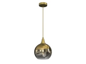 Miniaturka 1 - Złota lampa wisząca Laralo z przydymionym szklanym kloszem 20 cm na białym tle
