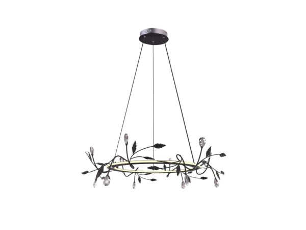 Lampa wisząca Larasino czarna z dekoracyjnymi liśćmi