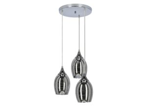 Miniaturka 3 - Lampa wisząca Larimano chrom z trzema lustrzanymi szklanymi kloszami