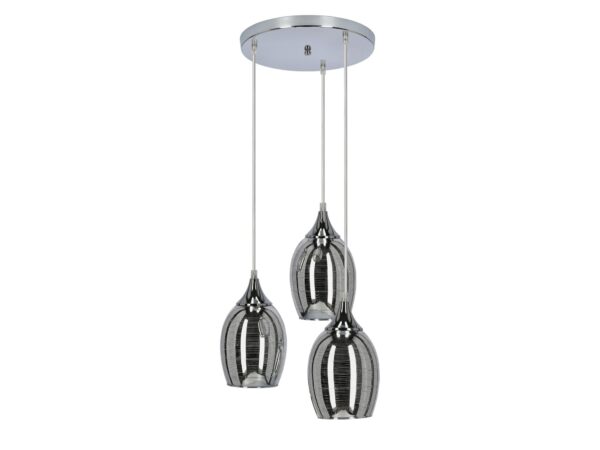 Lampa wisząca Larimano chrom z trzema lustrzanymi szklanymi kloszami