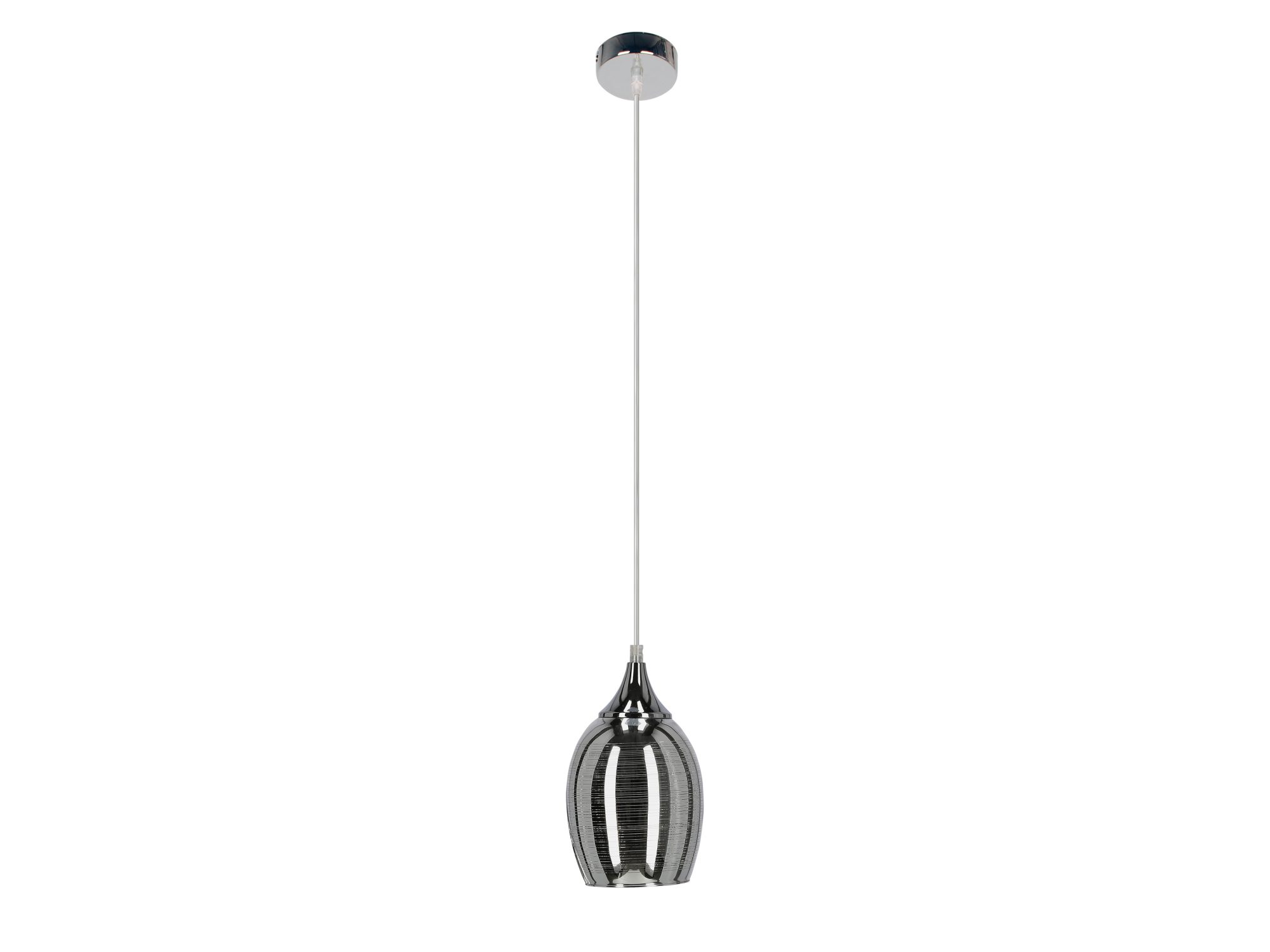 Lampa wisząca Larimano z chromowanym lustrzanym szklanym kloszem na białym tle