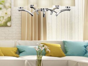 Miniaturka 1 - Lampa wisząca Larodira z pięcioma abażurami w aranżacji wnętrza