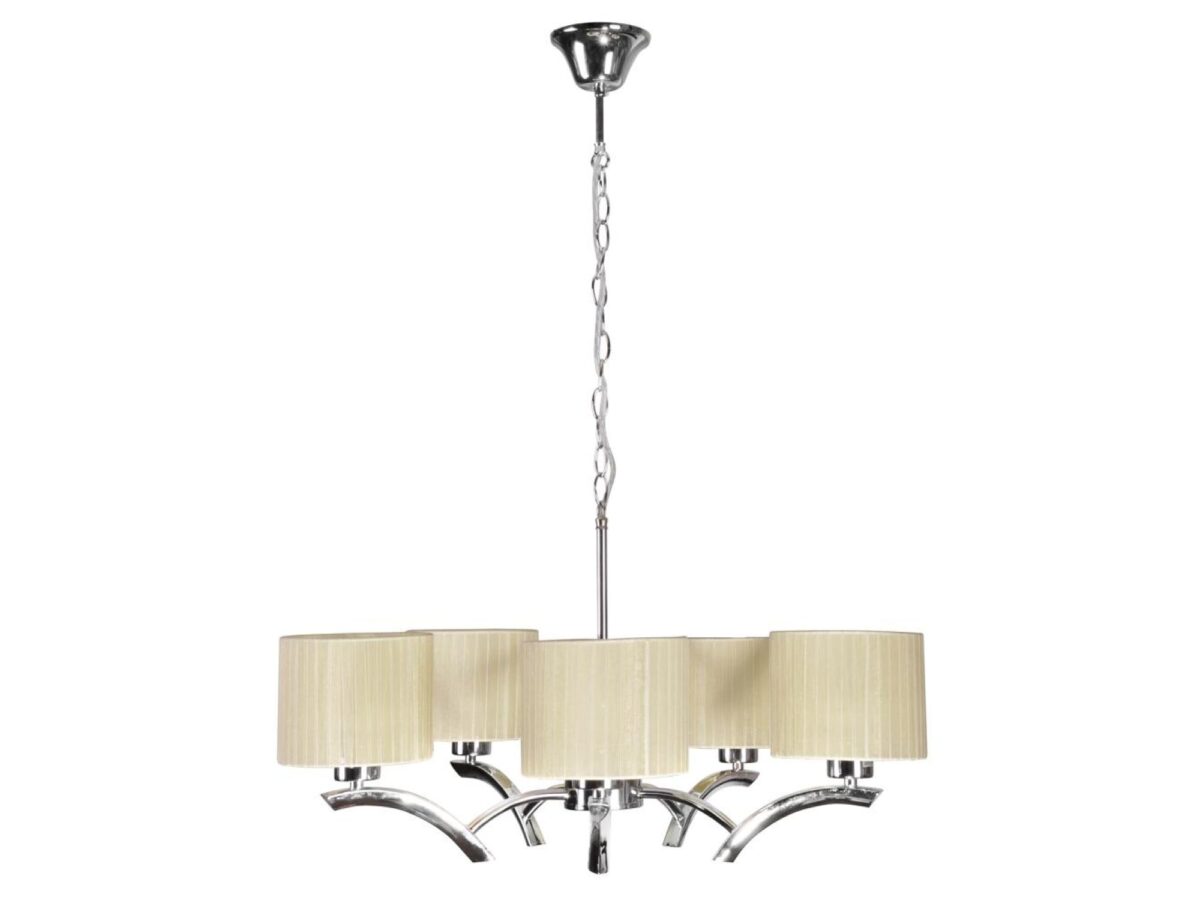 Lampa wisząca Larodira 5-punktowa z kremowymi abażurami