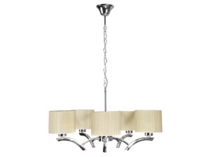 Miniaturka 2 - Lampa wisząca Larodira 5-punktowa z kremowymi abażurami na jasnym tle