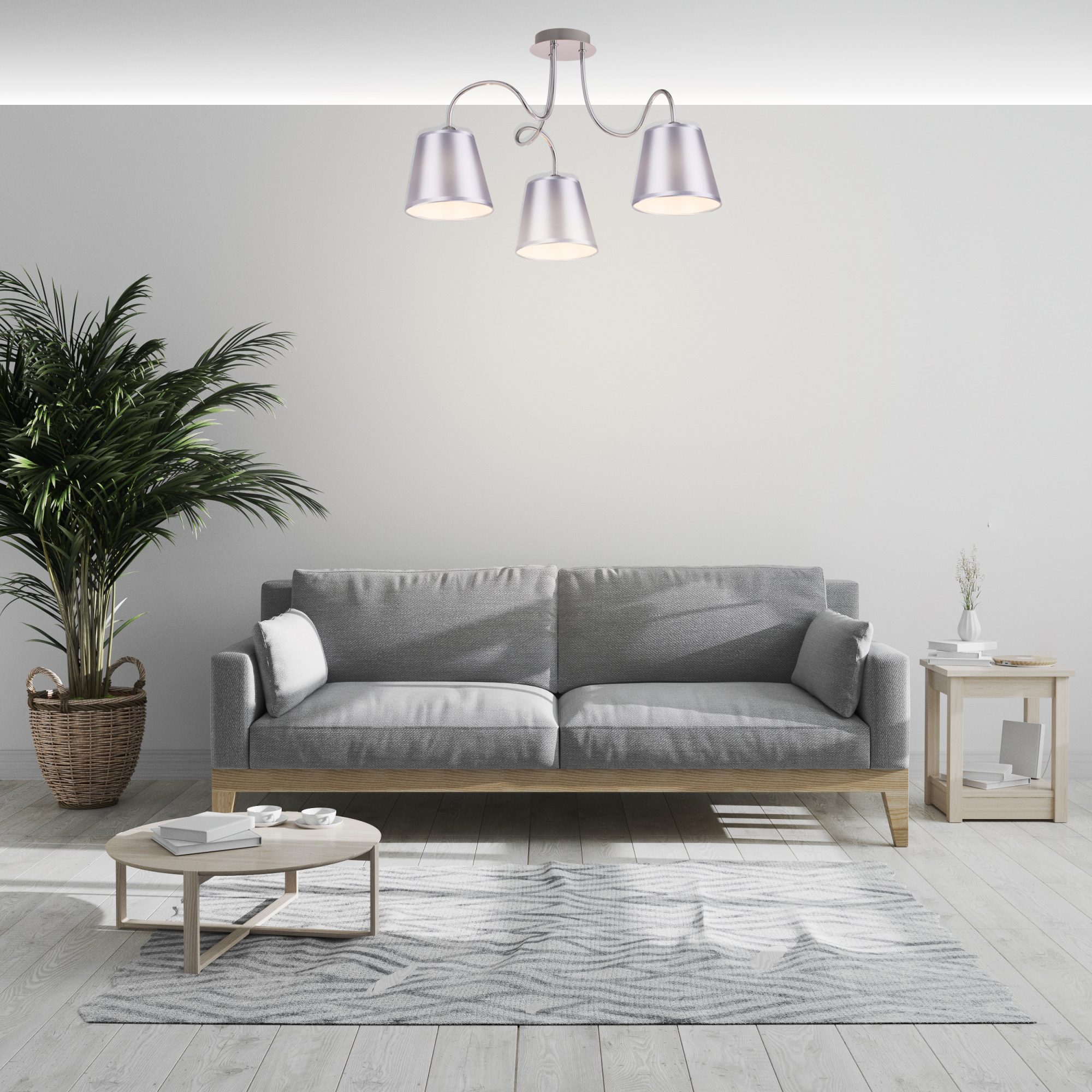 Lampa wisząca Larosira z trzema abażurami w aranżacji wnętrza