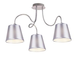 Miniaturka 3 - Lampa wisząca Larosira chromowana z trzema szaro-srebrnymi abażurami