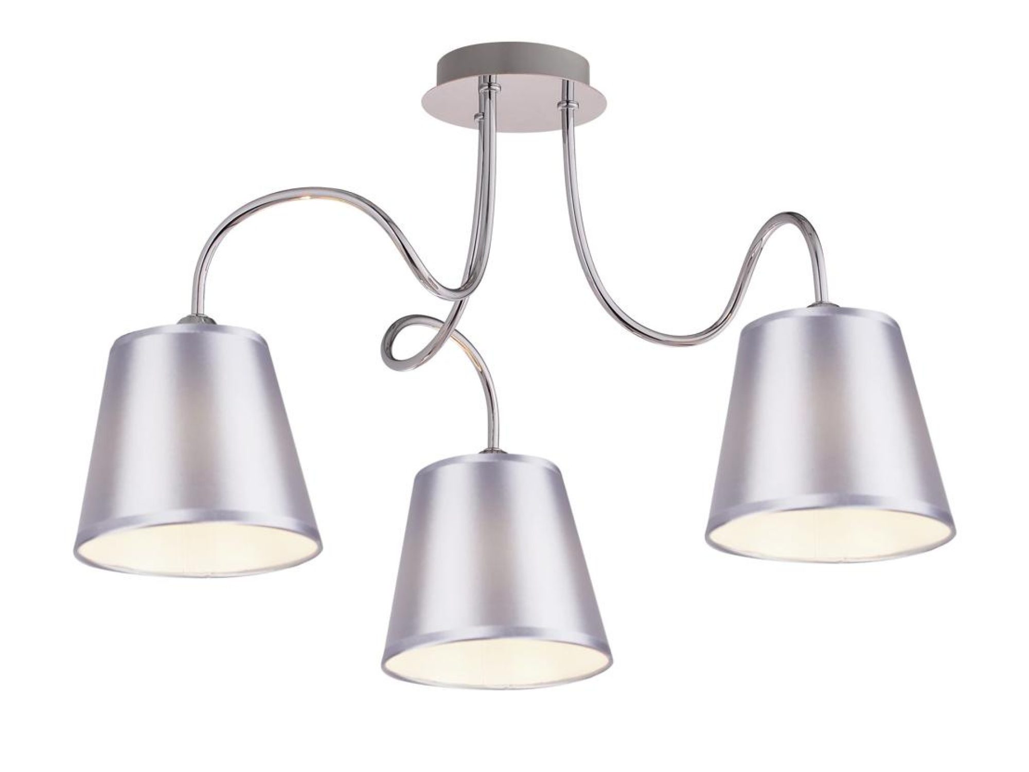 Lampa wisząca Larosira chromowana z trzema szaro-srebrnymi abażurami