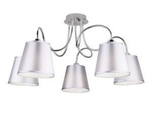 Miniaturka 4 - Lampa wisząca Larosira chromowana z pięcioma szaro-srebrnymi abażurami