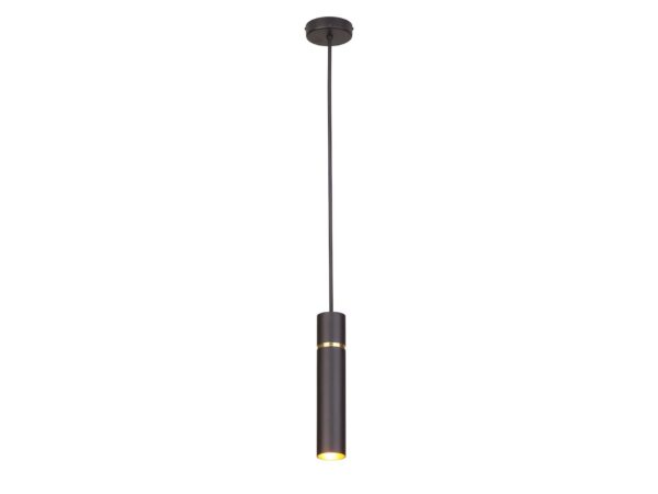 Lampa wisząca Larotino z jedną smukłą oprawą w czarno-złotym kolorze