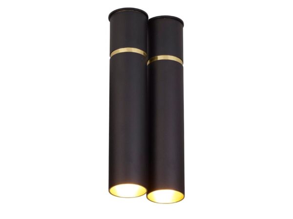 Czarno-złota lampa wisząca Larotino z dwiema oprawkami E14