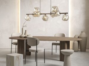 Miniaturka 2 - Brązowa lampa wisząca Lava 9-punktowa w aranżacji