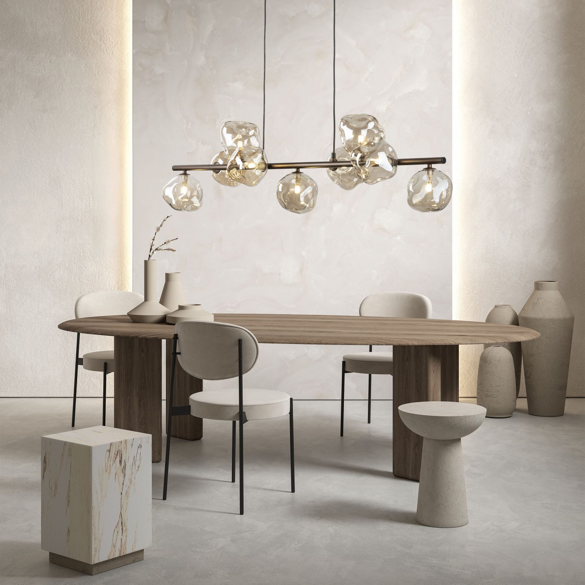 Brązowa lampa wisząca Lava 9-punktowa w aranżacji