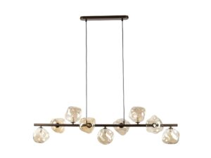 Miniaturka 4 - Brązowa lampa wisząca Lava z dziewięcioma szklanymi kloszami na białym tle