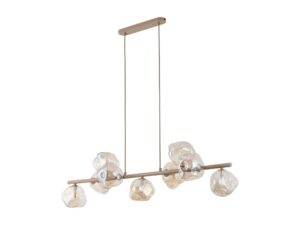 Miniaturka 1 - Lampa wisząca Lava 9-punktowa w piaskowym beżu z bursztynowymi kloszami na białym tle