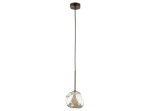 Miniaturka 4 - Lampa wisząca Lava brązowa ze szklanym kloszem na białym tle