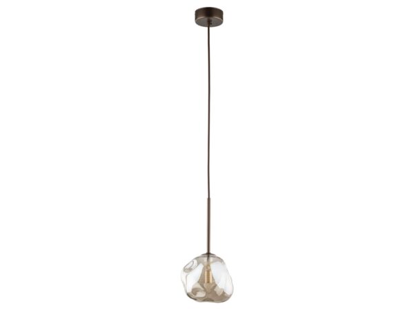 Lampa wisząca Lava brązowa ze szklanym kloszem na białym tle