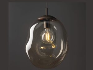 Miniaturka 2 - Brązowa lampa wisząca Lava L z bursztynowym kloszem we wnętrzu
