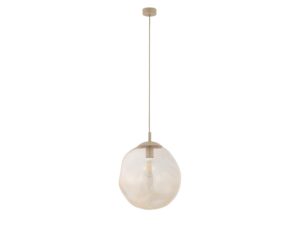 Miniaturka 1 - Lampa wisząca Lava L w piaskowym beżu z bursztynowym kloszem na białym tle