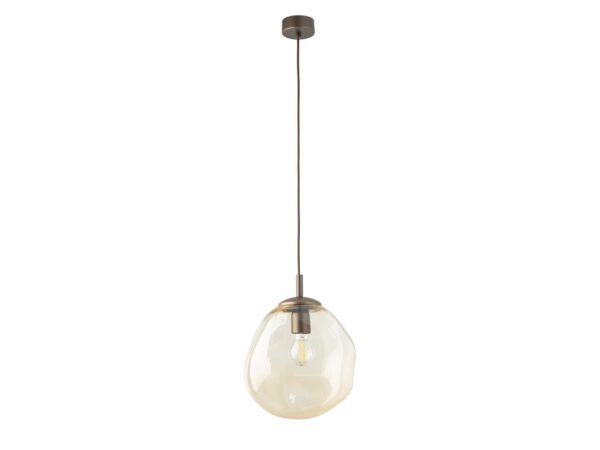 Lampa wisząca Lava M brązowa z nieregularnym bursztynowym szklanym kloszem