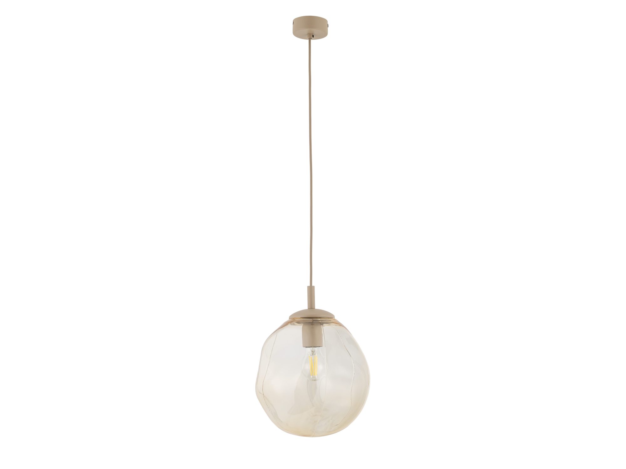 Lampa wisząca Lava M piaskowy beż z bursztynowym kloszem