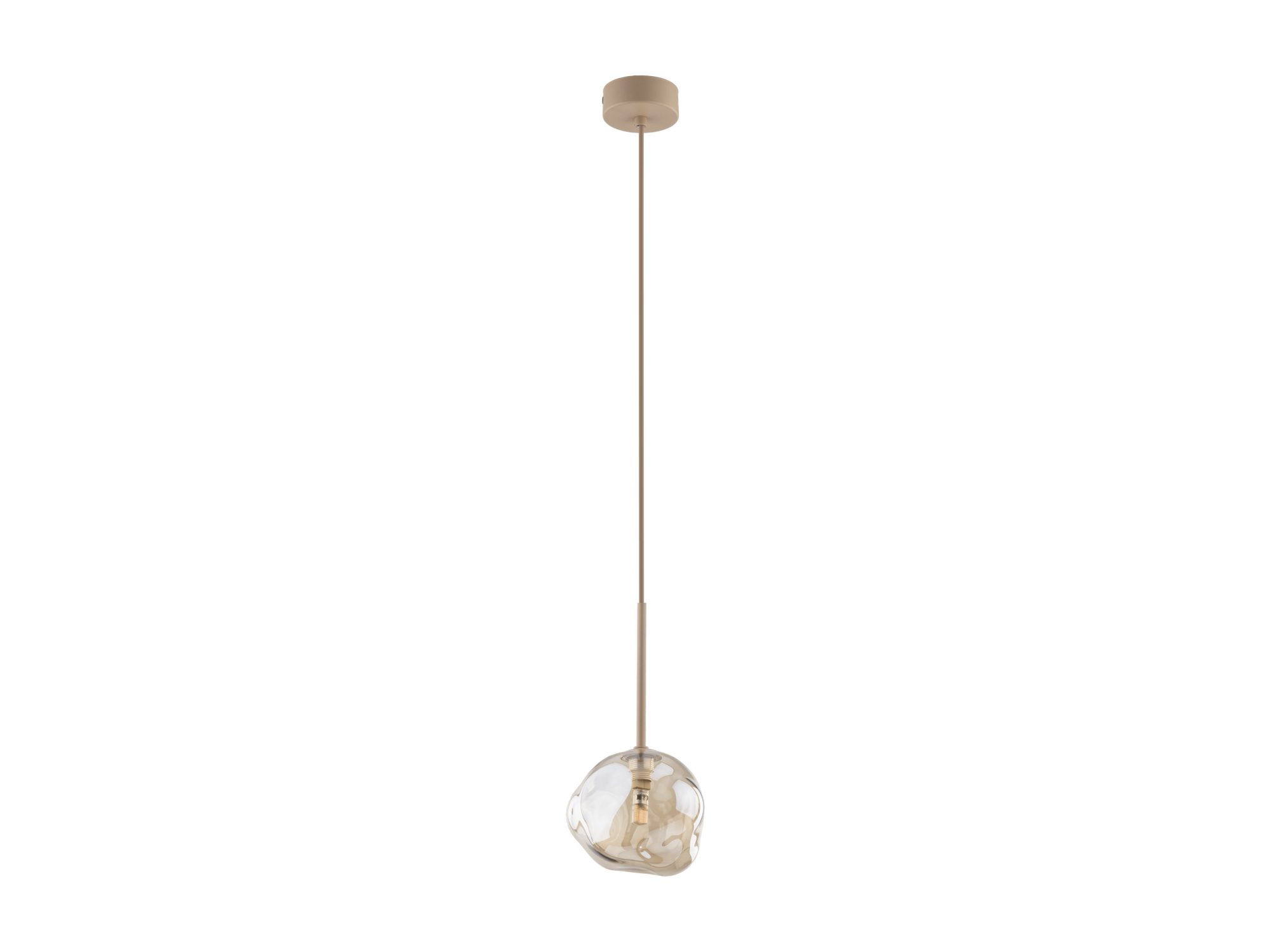 Lampa wisząca Lava w piaskowym beżu, bursztynowe szkło na białym tle