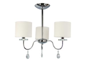 Miniaturka 2 - Lampa wisząca Lavadano 3-punktowa z chromowaną podstawą i jasnymi abażurami