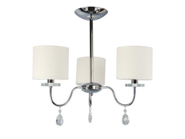 Lampa wisząca Lavadano 3-punktowa z chromowaną podstawą i jasnymi abażurami