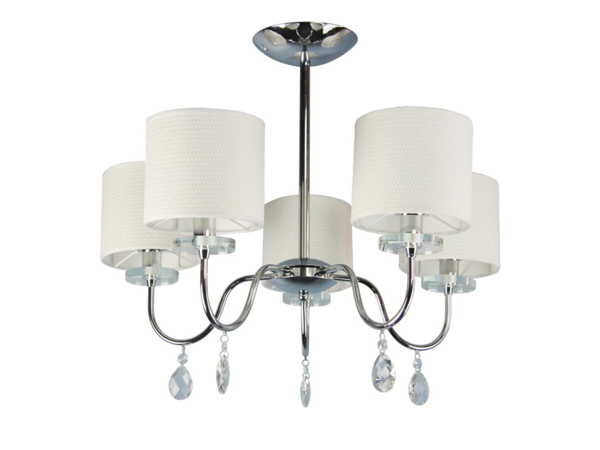 Lampa wisząca Lavadano chromowana 5-punktowa z abażurami