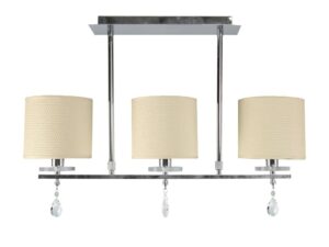 Miniaturka 2 - Lampa wisząca Lavadano chromowana z trzema kremowymi abażurami na białym tle