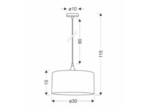 Miniaturka 2 - Rysunek wymiarowy lampy wiszącej Lavasano o wysokości 115 cm i średnicy 30 cm