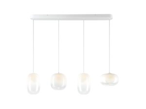 Miniaturka 7 - Lampa wisząca Lavatona LED 15 W czteropunktowa 89 cm, cztery białe szklane klosze na białym tle