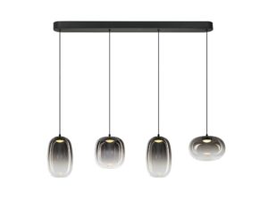 Miniaturka 1 - Lampa wisząca Lavatona LED 15 W czteropunktowa, cztery przydymione szklane klosze