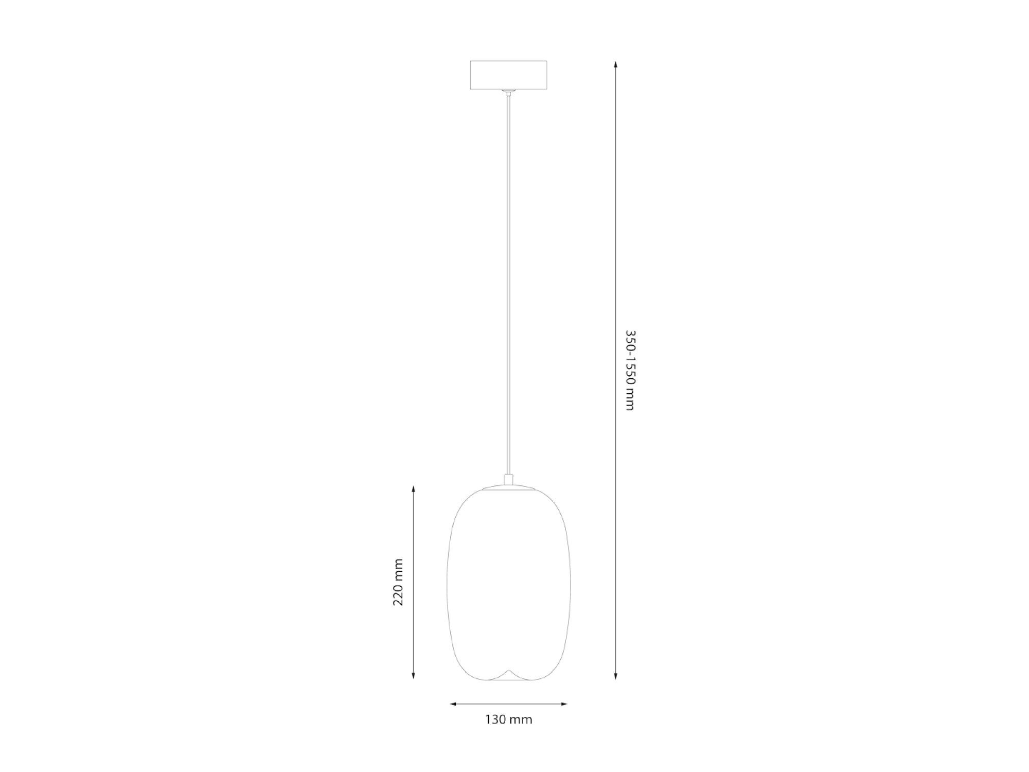 Lavatona LED rysunek wymiarów szklanego klosza 13 x 22 cm