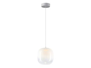 Miniaturka 1 - Lampa wisząca Lavatona LED 4 W z białym szklanym kloszem 15 × 17 cm na białym tle