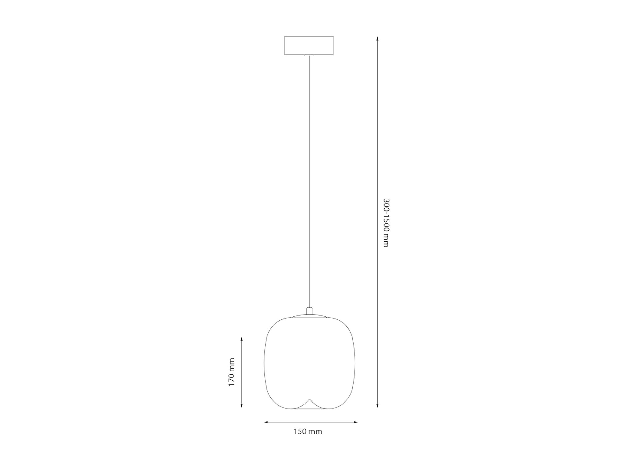Wymiary wiszącej lampy Lavatona 15 × 17 cm