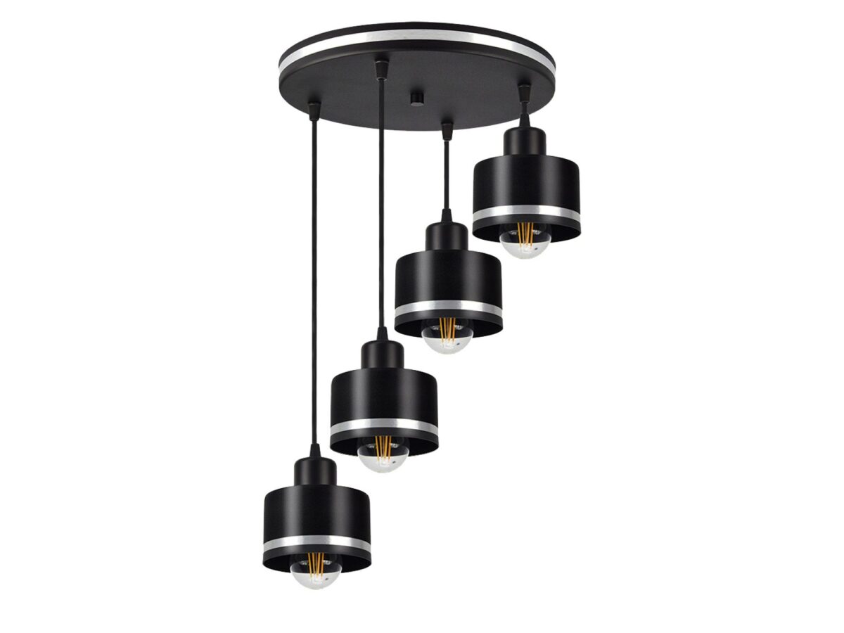 Lampa wisząca Lavedano 4-punktowa z czarnymi kloszami