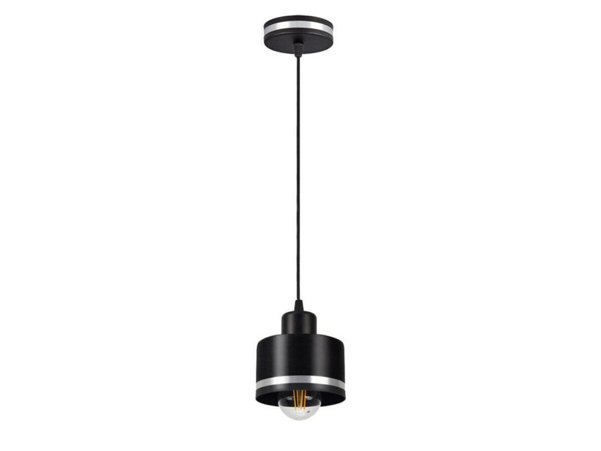 Lampa wisząca Lavedano E27 czarna z chromowaną obręczą