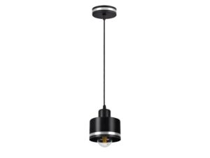 Miniaturka 2 - Lampa wisząca Lavedano czarna jeden klosz E27 chromowana obręcz