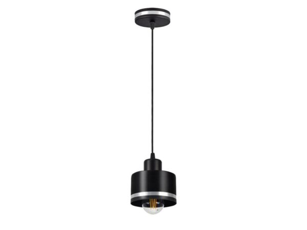 Lampa wisząca Lavedano czarna jeden klosz E27 chromowana obręcz