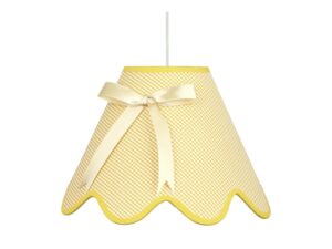 Miniaturka 2 - Lampa wisząca Lavimino żółty z kokardą i abażurem w kratkę