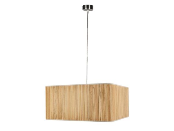 Lampa wisząca Lavotona – kwadratowy klosz w kolorze jasnego drewna