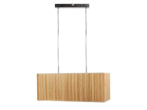 Lampa wisząca Lavotona prostokątna z kloszem w dekorze drewna
