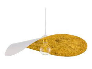 Miniaturka 12 - Lampa wisząca Leaf biała ze złotym wnętrzem i falowanym kloszem na białym tle