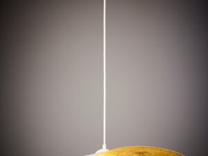 Miniaturka 13 - Lampa wisząca Leaf biało-złota, podświetlona złota faktura klosza